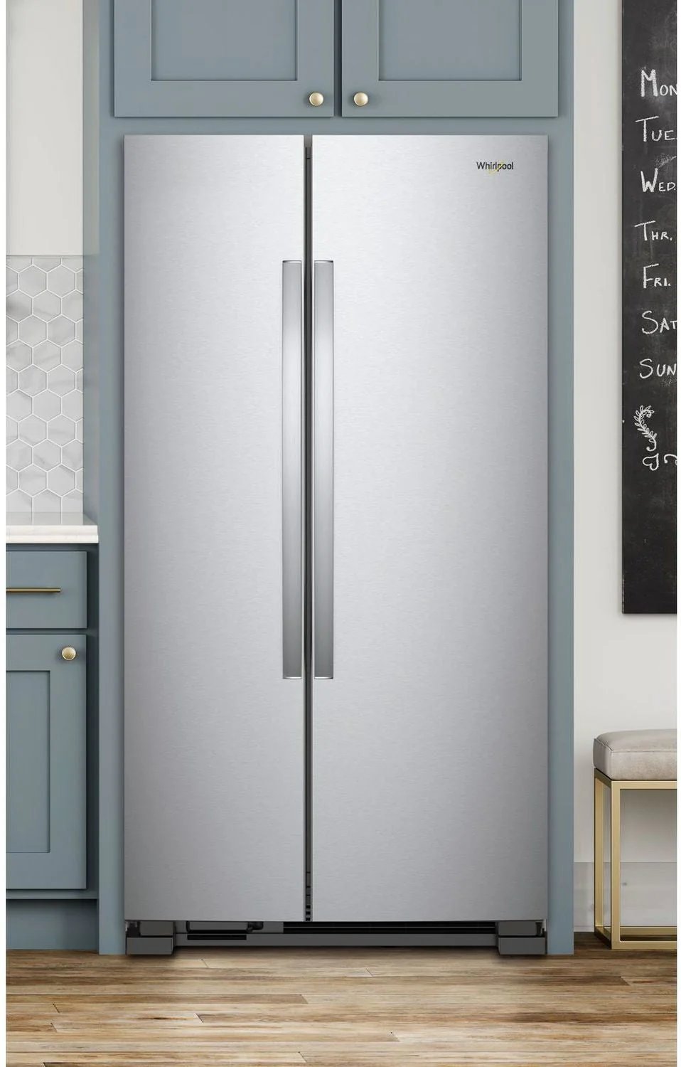 Whirlpool Monochromatic Stainless Steel Side-by-Side Refrigerator (22 Cu. Ft.) - WRS312SNHM - Image 2