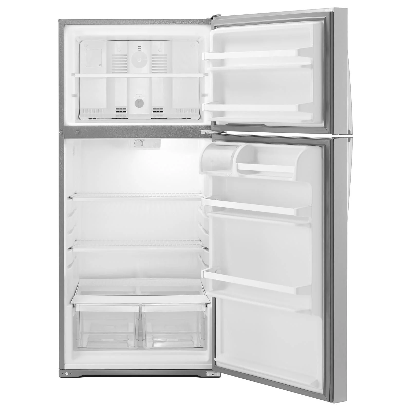 Whirlpool Monochromatic Stainless Steel Top-Freezer Refrigerator (14 Cu. Ft.) - WRT134TFDM - Image 3