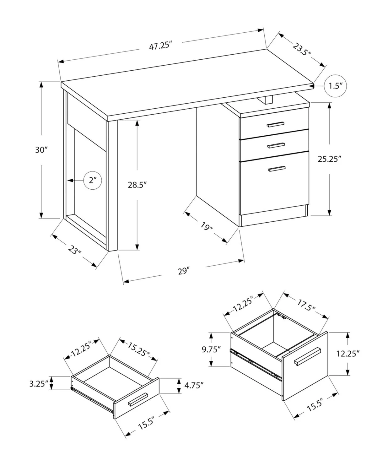 Wolverhampton Reversible Desk - Black - Image 5