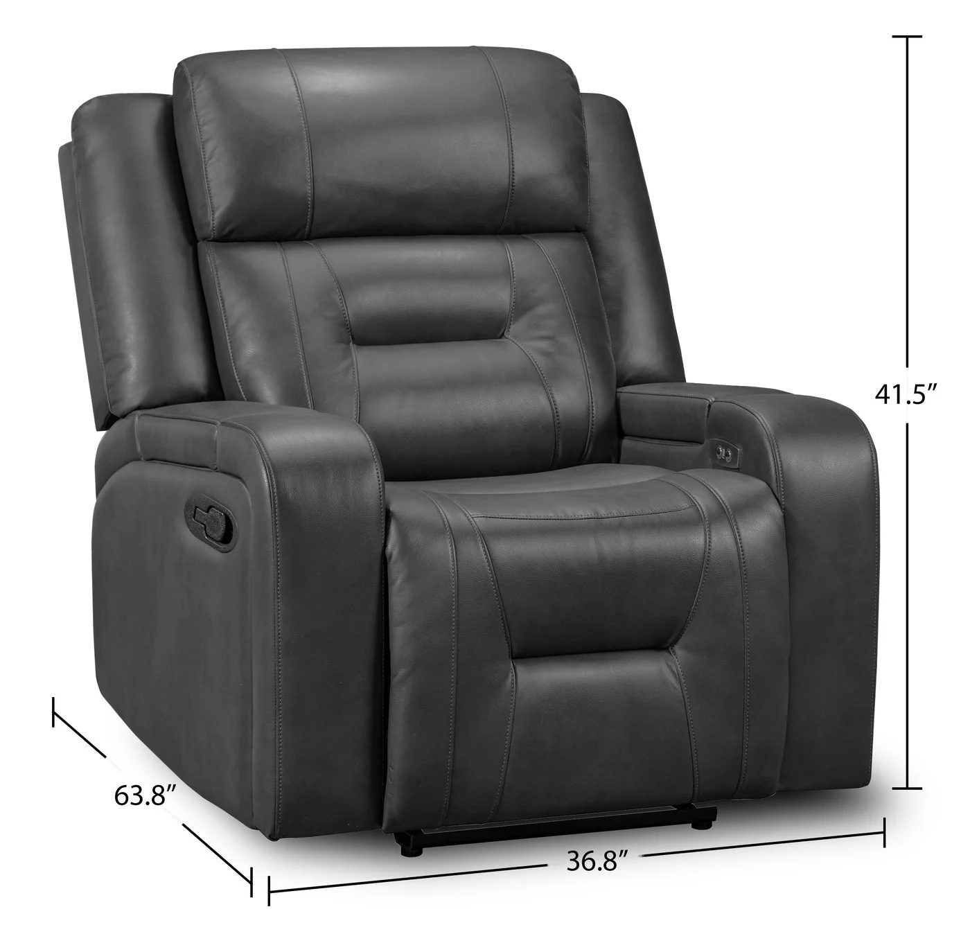 Yarmuth Leath-Aire Power Recliner - Grey - Image 11