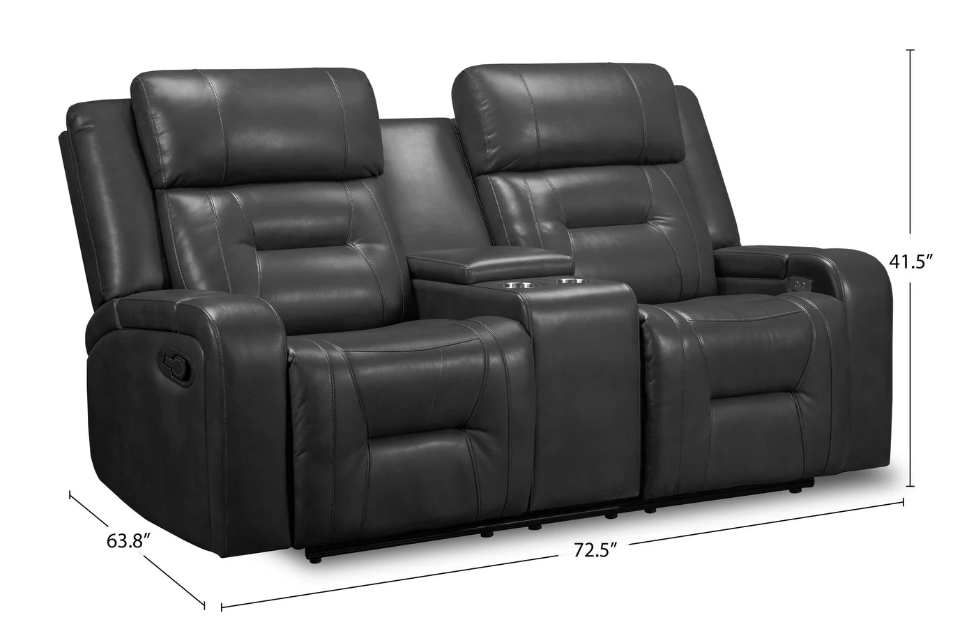 Yarmuth Leath-Aire Power-Reclining Loveseat - Grey - Image 11