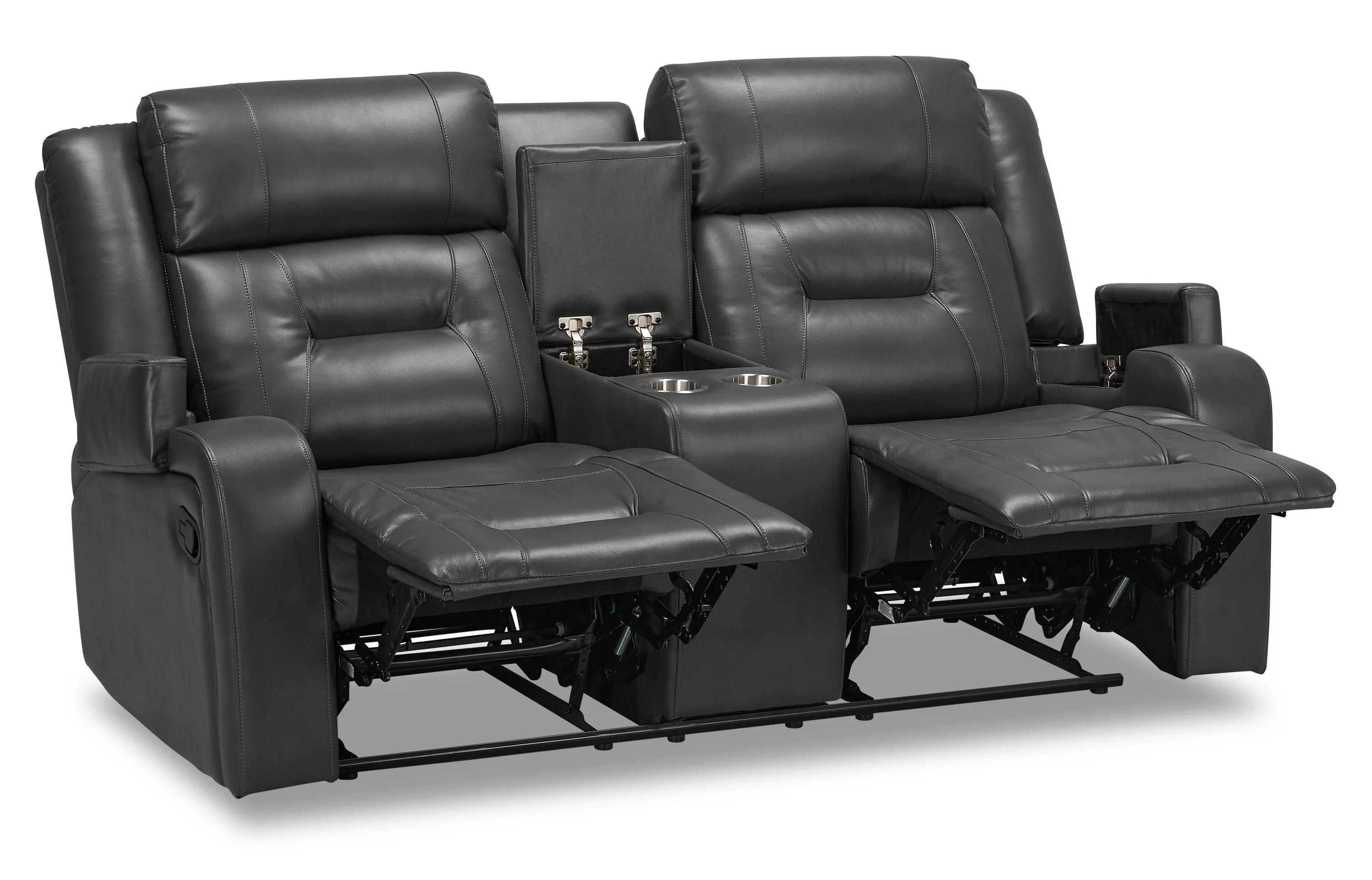 Yarmuth Leath-Aire Reclining Loveseat - Grey - Image 3