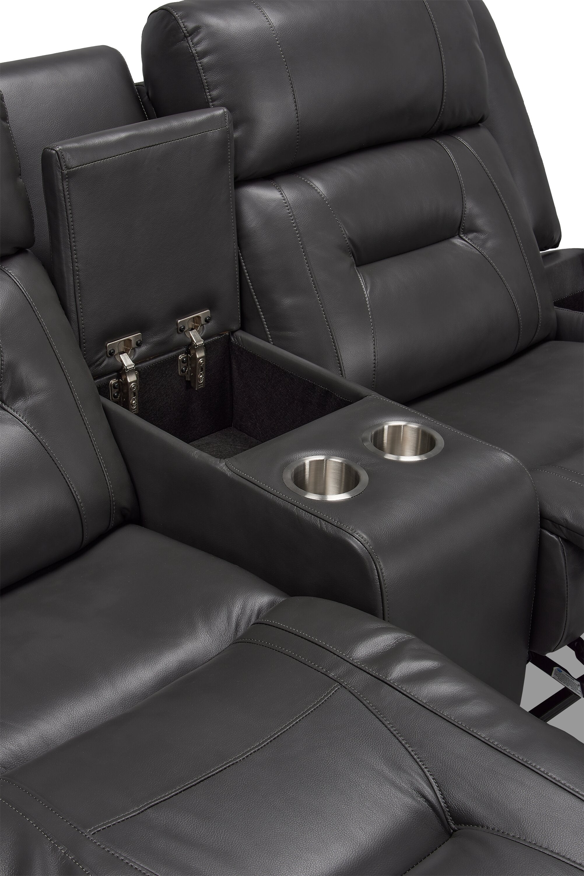 Yarmuth Leath-Aire Reclining Loveseat - Grey - Image 6
