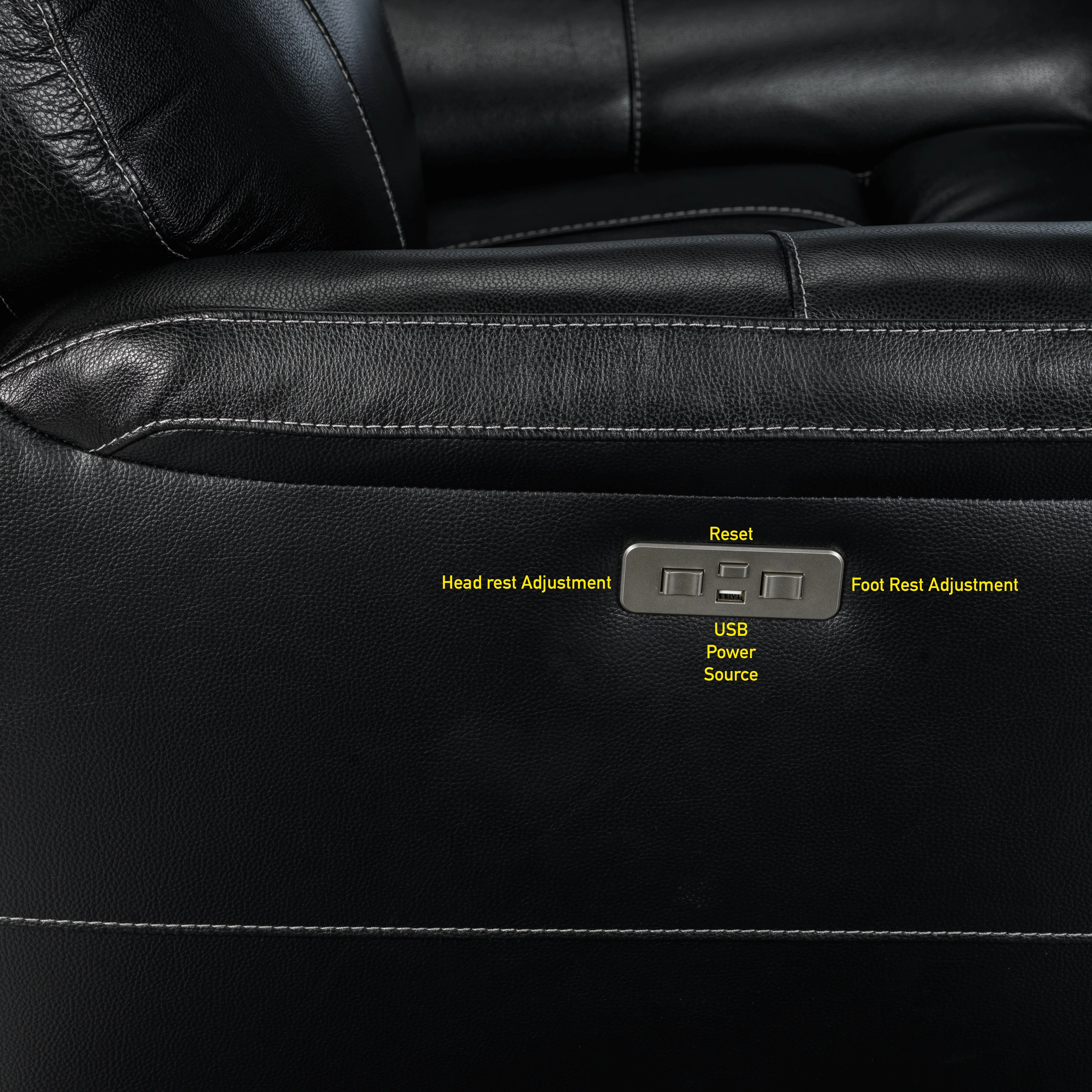 Zane Dual Power Recliner - Midnight Black - Image 6