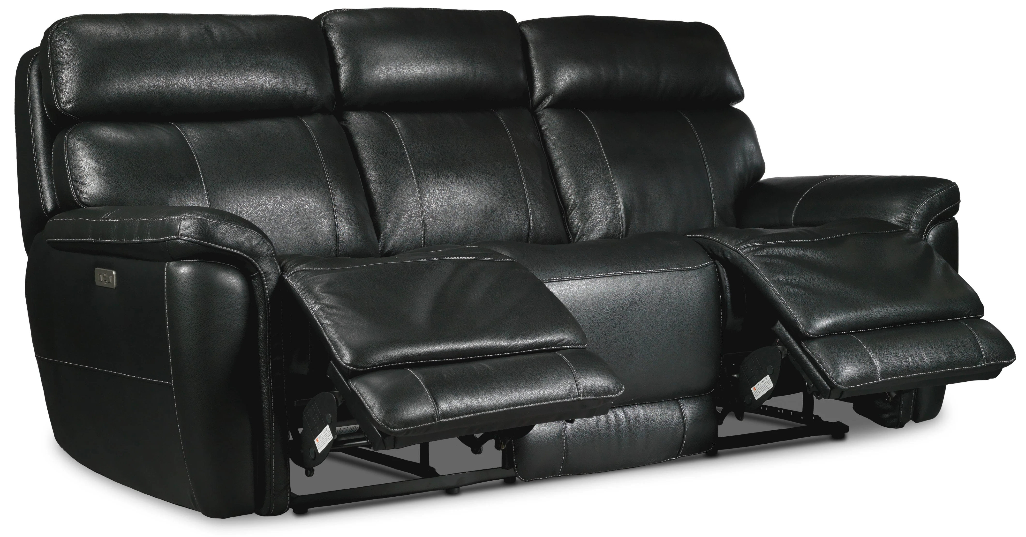 Zane Dual Power Reclining Sofa, Loveseat and Chair Set - Midnight Black - Image 2