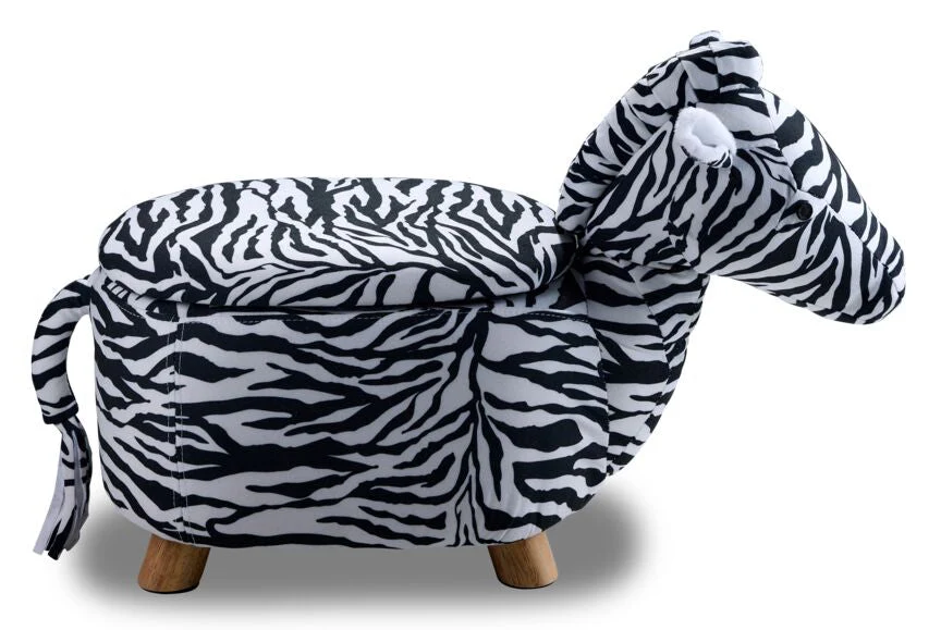 Zoo Companions Zebra Storage Ottoman - Black and White - Image 2